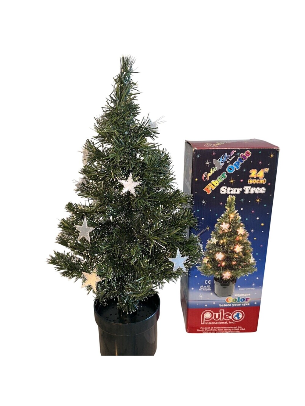 Fiber Optic Star Ornament Christmas Tree Color Changing Lights Vintage 2ft Puleo
